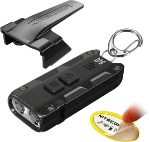 Nitecore Tip SE Keychain Flashlight, Black 700 Lumen USB-C Rechargeable EDC Sticker (Black)