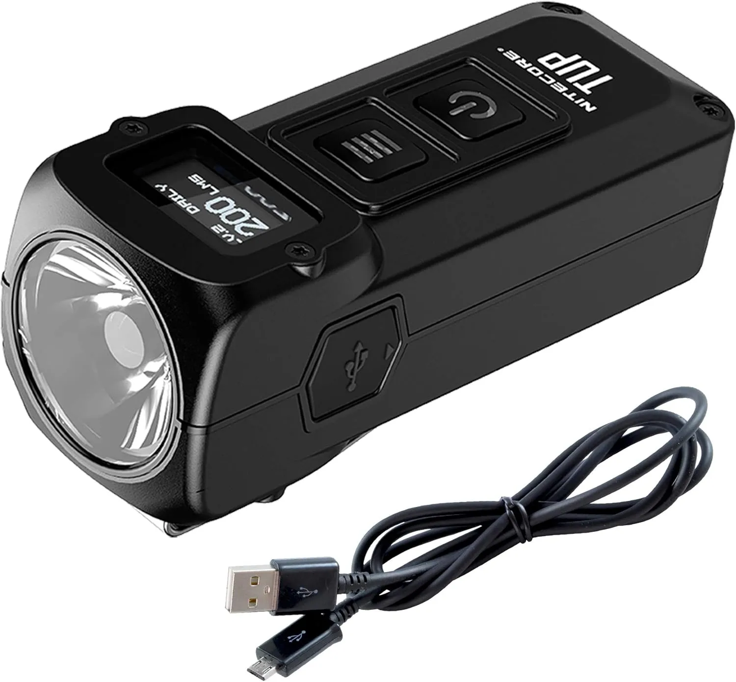 Nitecore Tup 1000 Lumen Rechargeable EDC Flashlight with Digital Display and LumenTac Charging Cable (Black)