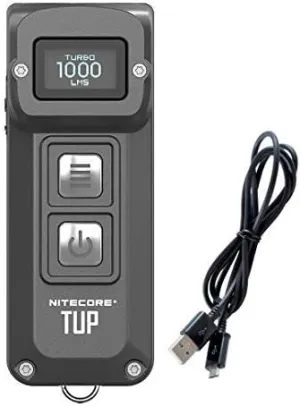 Nitecore Tup Grey 1000 Lumen Rechargeable Keychain EDC Flashlight with LumenTac Charging Cable