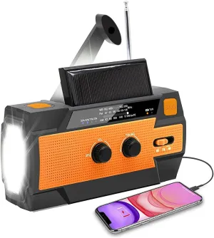 NPET Emergency Solar Hand Crank Radio, AM/FM/NOAA Portable Weather Radio for Hurricane Season,with 1W LED Flashlight,Cell Phone Charger,Motion Sensor Reading Lamp
