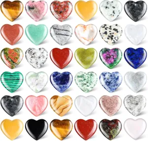 Nuenen 40 Pcs 0.8 Inch Heart Stone Bulk Mother Gifts Employee Appreciation Gifts Heart Shaped Rock Worry Stone Tiny Trinkets Healing Crystal Gemstone Love Carved Rock Mom Women