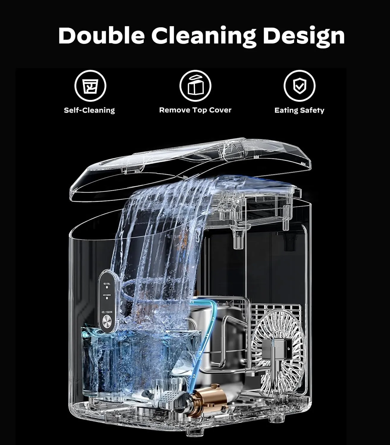 Nugget Ice Maker Countertop, Silonn Chewable Pellet Ice Machine with Self-Cleanin Function, 33lbs/24H Portable Ice Makers for Home Kitchen Officce, Black