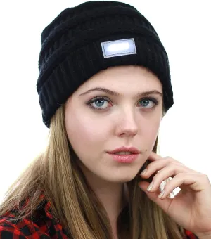NYFASHION101 LED Hands Free Light Winter Cable Knit Cuff Beanie Hat