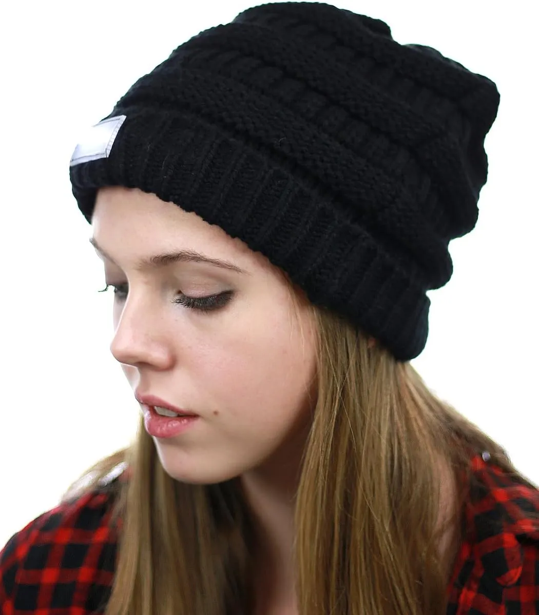 NYFASHION101 LED Hands Free Light Winter Cable Knit Cuff Beanie Hat