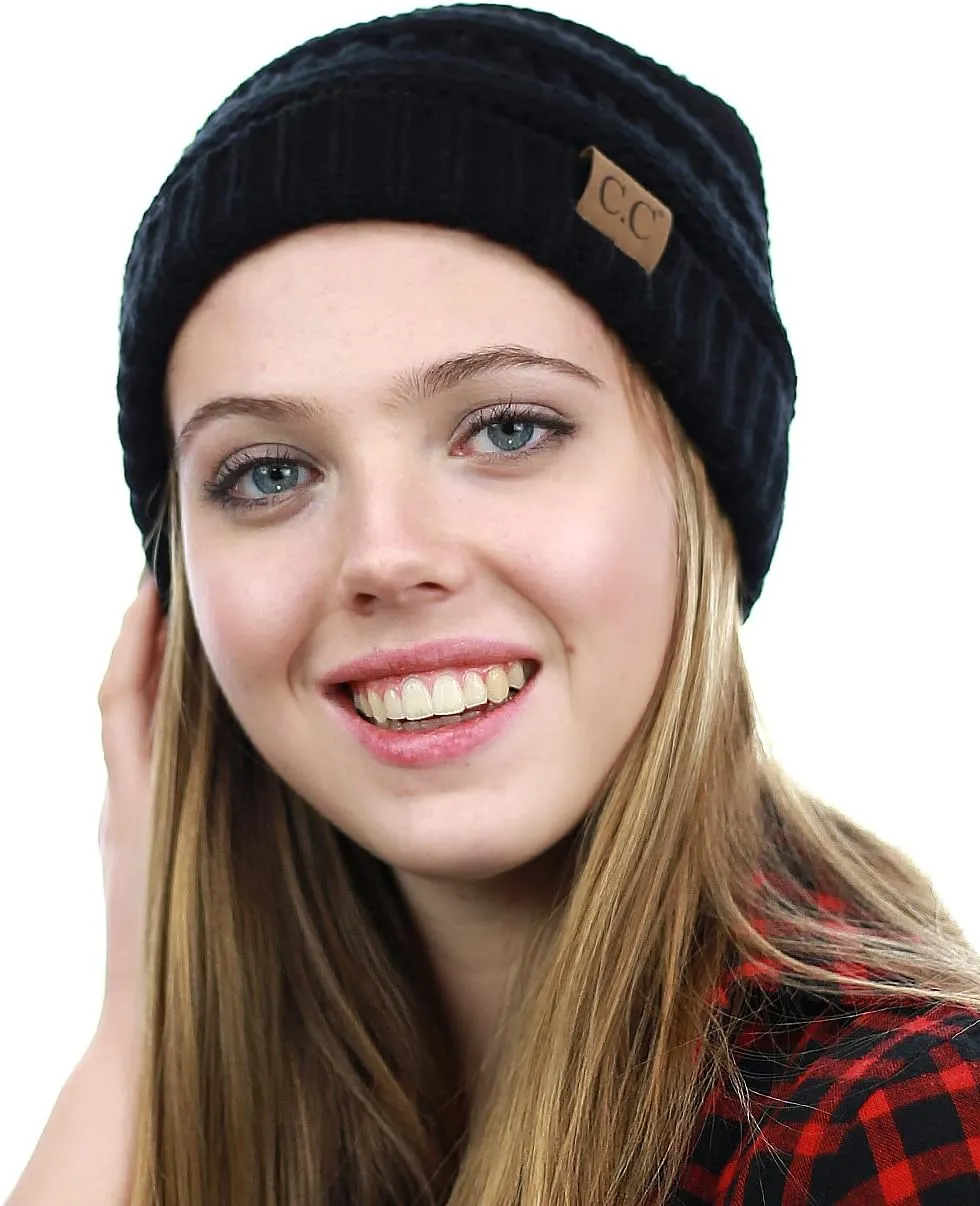 NYFASHION101 LED Hands Free Light Winter Cable Knit Cuff Beanie Hat