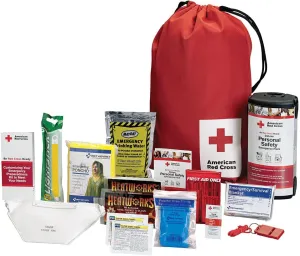Officially Licensed Product | Deluxe Personal Safety Emergency Pack with Bag | Trauma Supplies | Medical Backpack | Bandages, Wipes, Gloves, Whistle, More