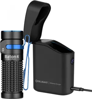 OLIGHT Baton 4 Premium EDC Flashlight | 1300 Lumens Power | Wireless Charger Included | 190 Day Battery Life (Black)