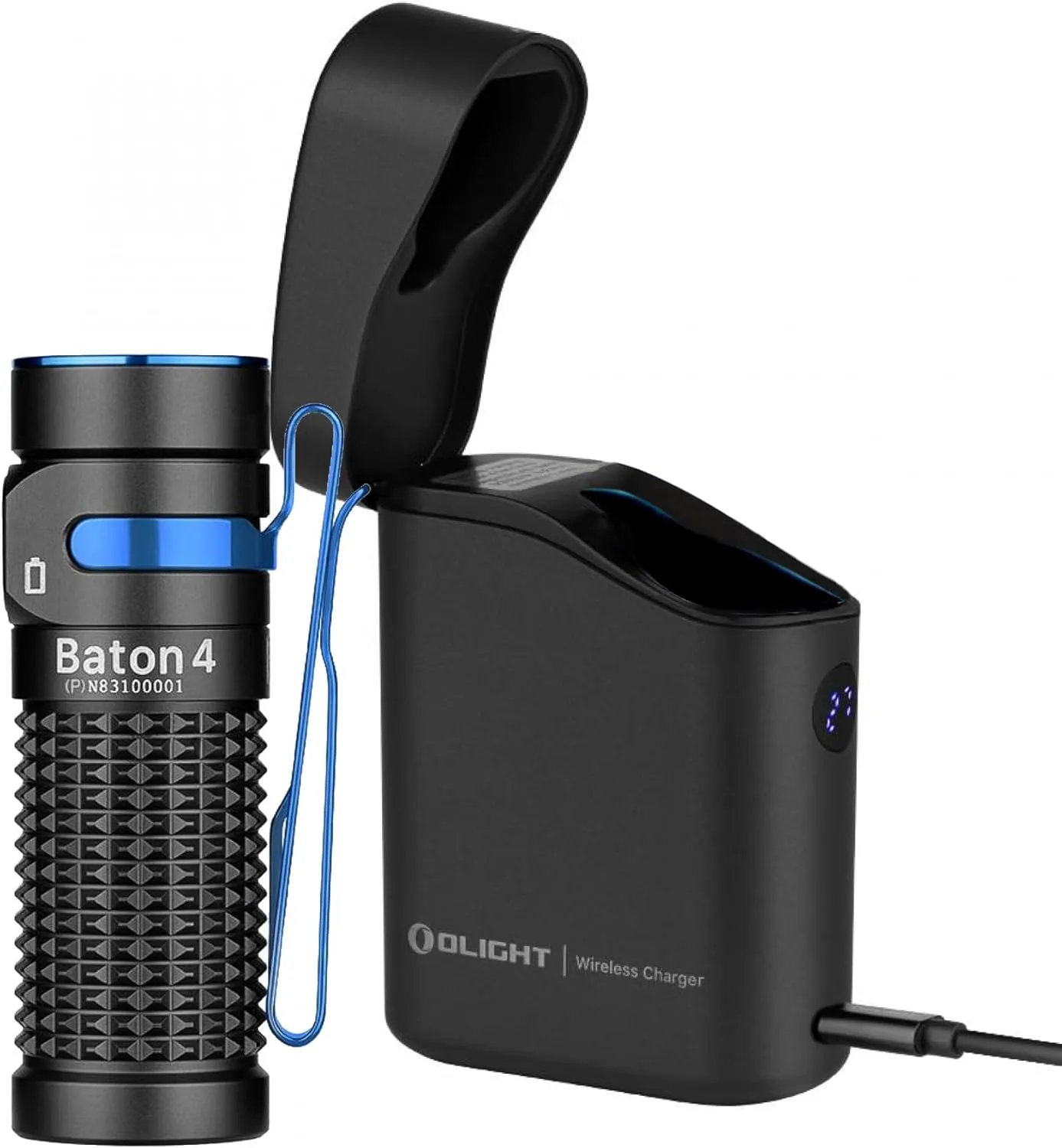 OLIGHT Baton 4 Premium EDC Flashlight | 1300 Lumens Power | Wireless Charger Included | 190 Day Battery Life (Black)