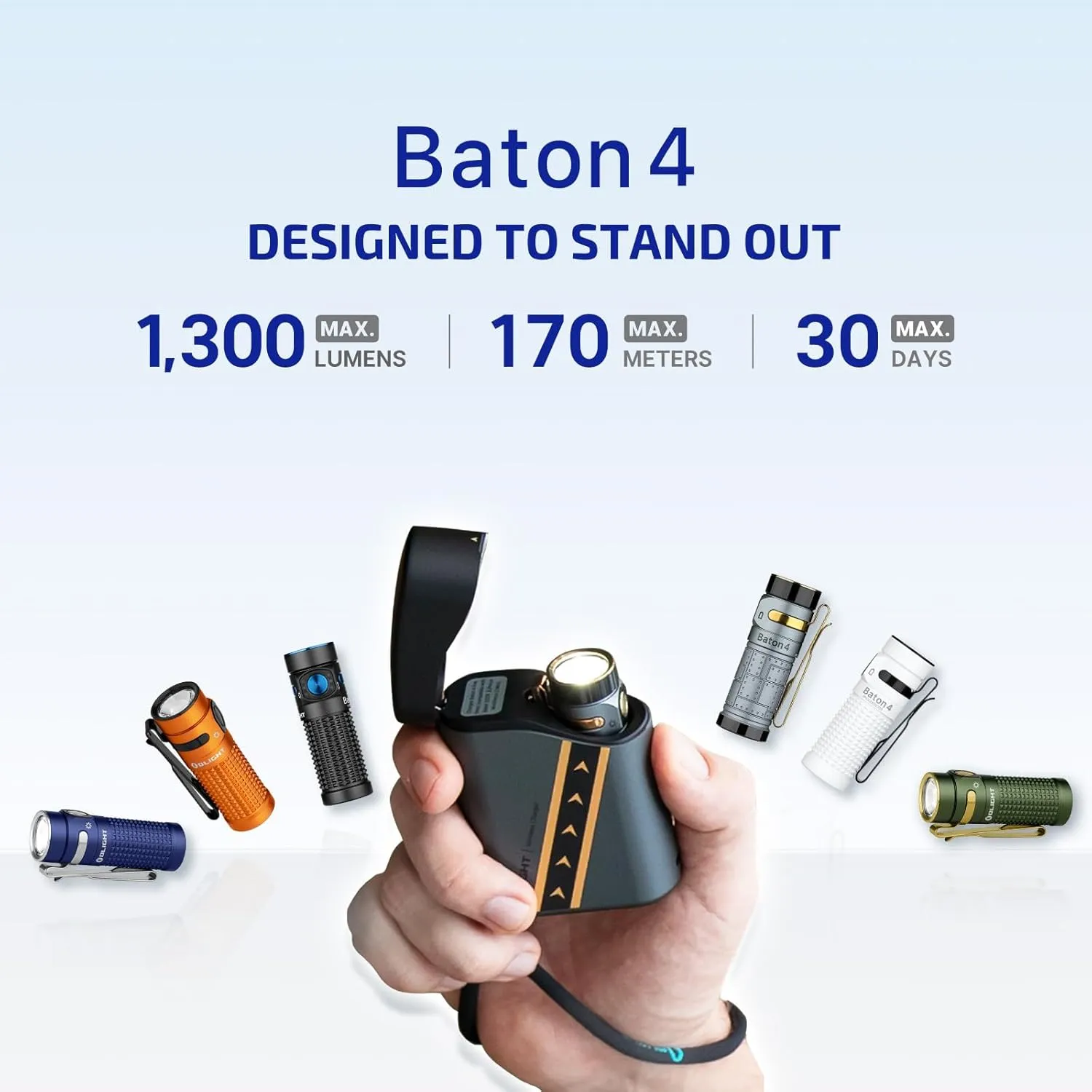 OLIGHT Baton4 Rechargeable EDC Light, LED Pocket Flashlight 1300 Lumens with Magnetic Charging Cable, IPX8 Waterproof for Home, Camping (Fighter Pilot)