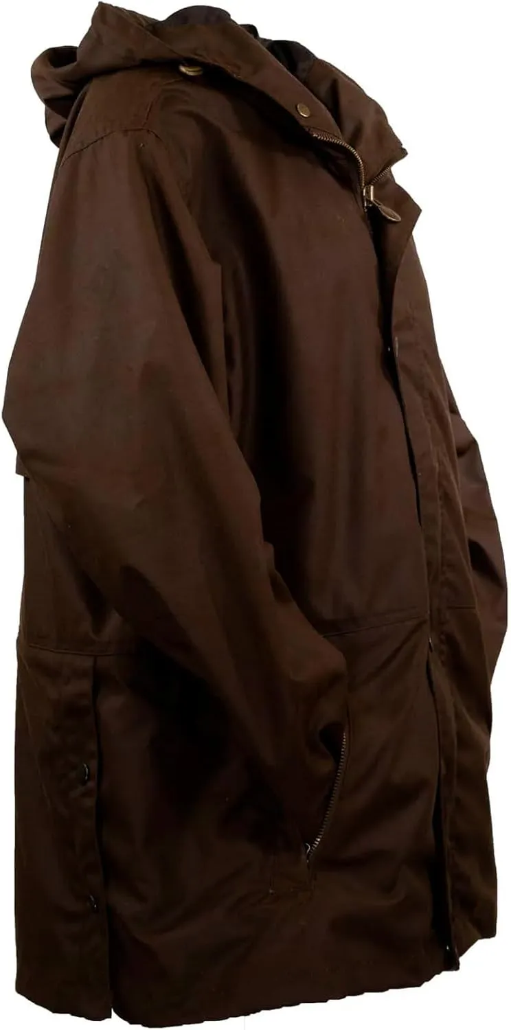 Outback Trading Company Waterproof Breathable Adjustable Outdoor Camping Traveling Packable Oilskin Hooded Lined Parka Jacket
