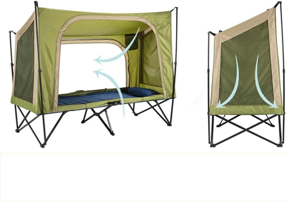 Outdoor Backpack Tent Automatic Camping Cot 4-Season Outdoor Off Ground Tent Folding for 2 Person Hiking Winter Fishing Camping Travel Night Cat Camping Tent, 200X80X126cm, Khaki