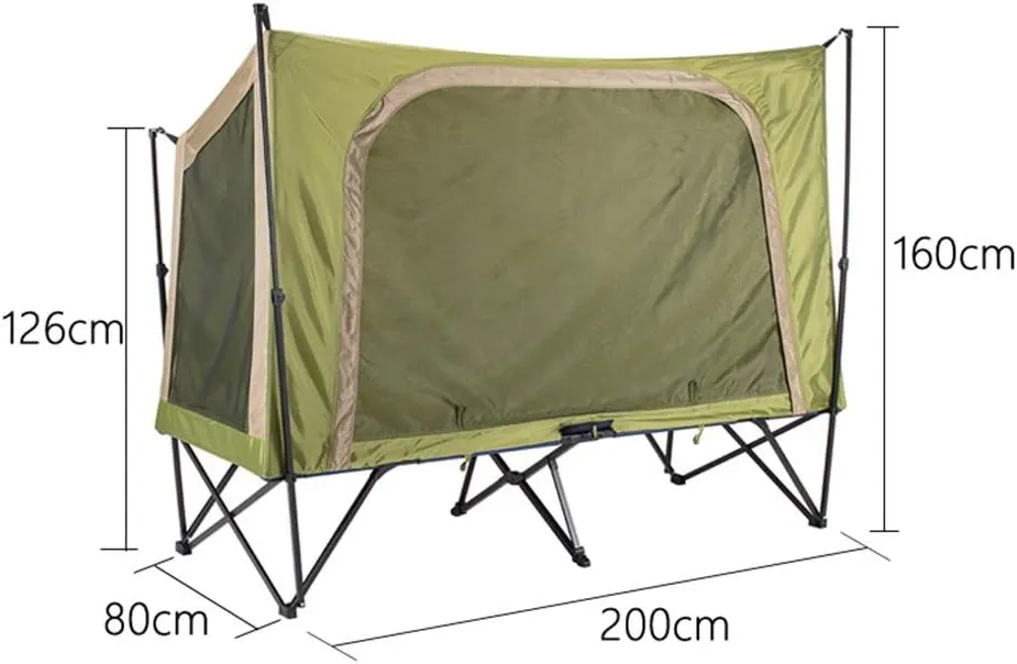 Outdoor Backpack Tent Automatic Camping Cot 4-Season Outdoor Off Ground Tent Folding for 2 Person Hiking Winter Fishing Camping Travel Night Cat Camping Tent, 200X80X126cm, Khaki
