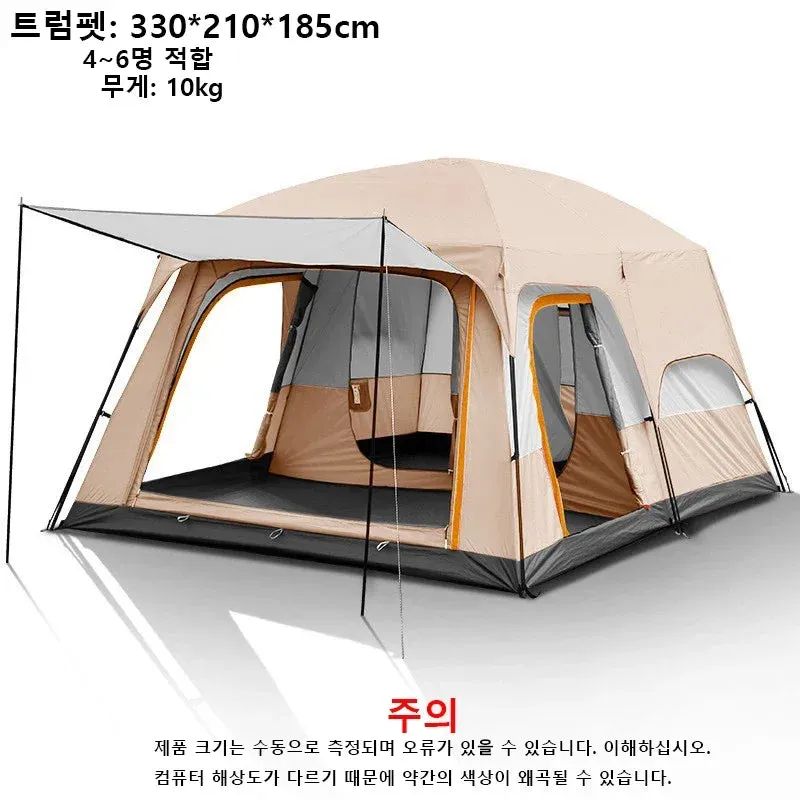 Outdoor Camping Family Tent 3-12 Person Double Layers Oversize 2 Rooms Thickened Rainproof Outdoor Family Camp Tour Equipment