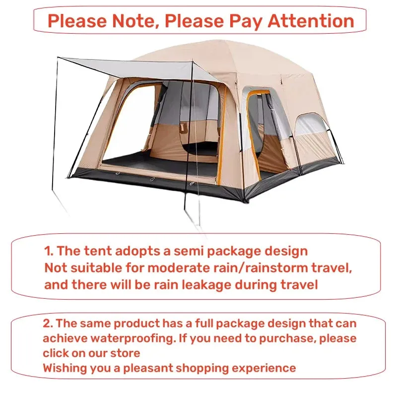 Outdoor Camping Family Tent 3-12 Person Double Layers Oversize 2 Rooms Thickened Rainproof Outdoor Family Camp Tour Equipment