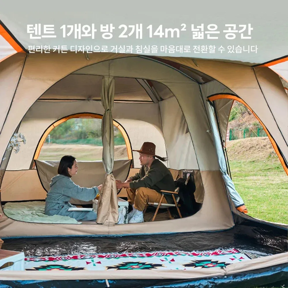 Outdoor Camping Family Tent 3-12 Person Double Layers Oversize 2 Rooms Thickened Rainproof Outdoor Family Camp Tour Equipment
