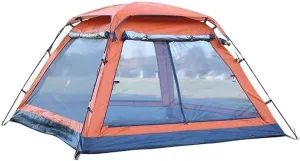 Outdoor Camping Family Tent Easy Set Up Portable Outdoor Lightweight Tent 4 Large Mesh Windows Double Layer Portable with Carry Bag for Resistant Hiking Fishing