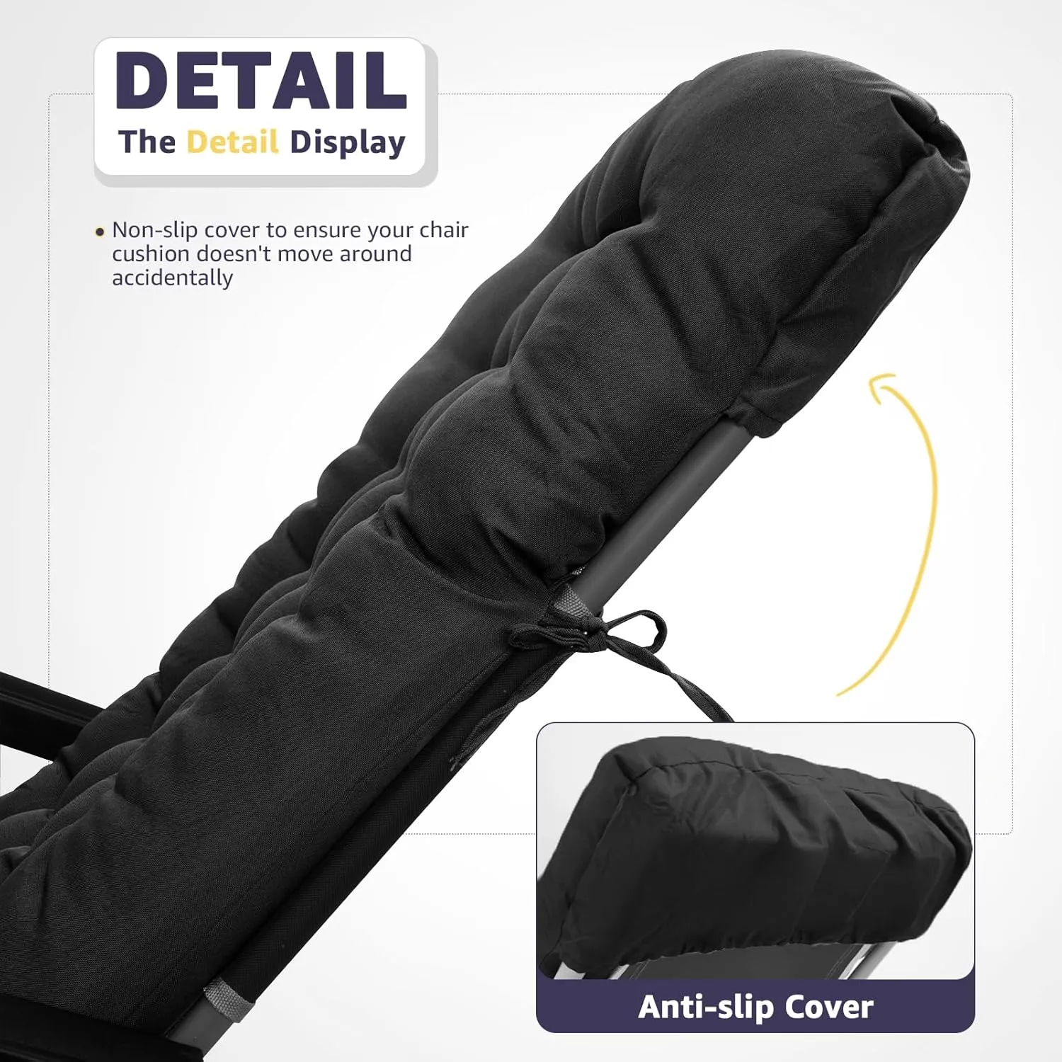 Outdoor Chaise Lounge Cushions, Waterproof Lounge Chair Cushion, Thickened 66 x 21 x 4 Inch Zero Gravity Chair Cushion for Outdoor Indoor Furniture, Home and Office, Black
