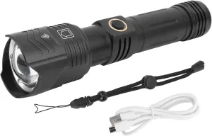 Outdoor Portable Flashlight, USB Charging Torch Light, Multifunctional Flashlight with Zoomable and 9 Core LED Beads, Up to 2000lm Brightness for Camping Travel Fi