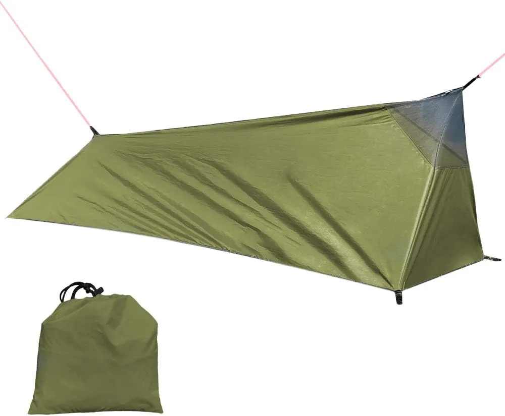Outdoor Tent, Backpacking Tent Outdoor Camping Sleeping Bag Tent Lightweight Single Person Tent with Mosquito Net, 1, Army Green