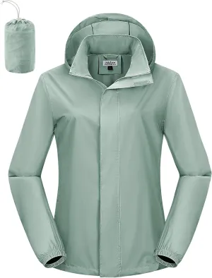 Outdoor Ventures Womens Lightweight Rain Jacket Packable Waterproof Rain Coat with Hood for Travel Windbreaker