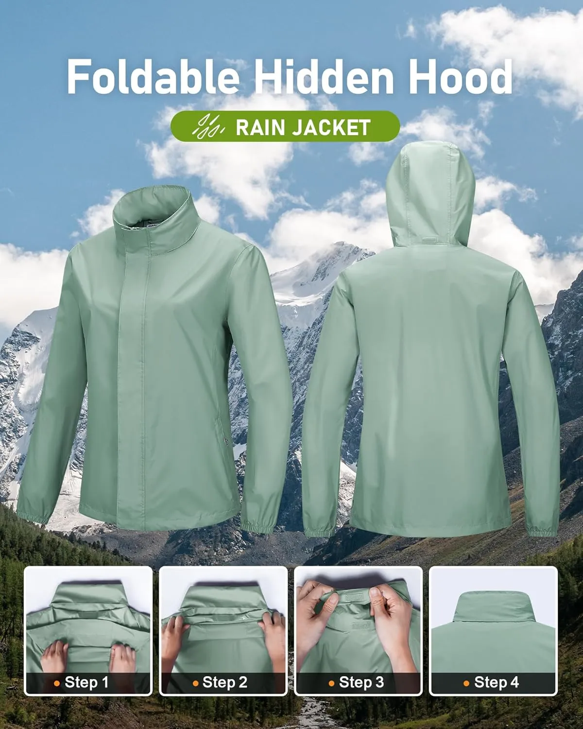 Outdoor Ventures Womens Lightweight Rain Jacket Packable Waterproof Rain Coat with Hood for Travel Windbreaker