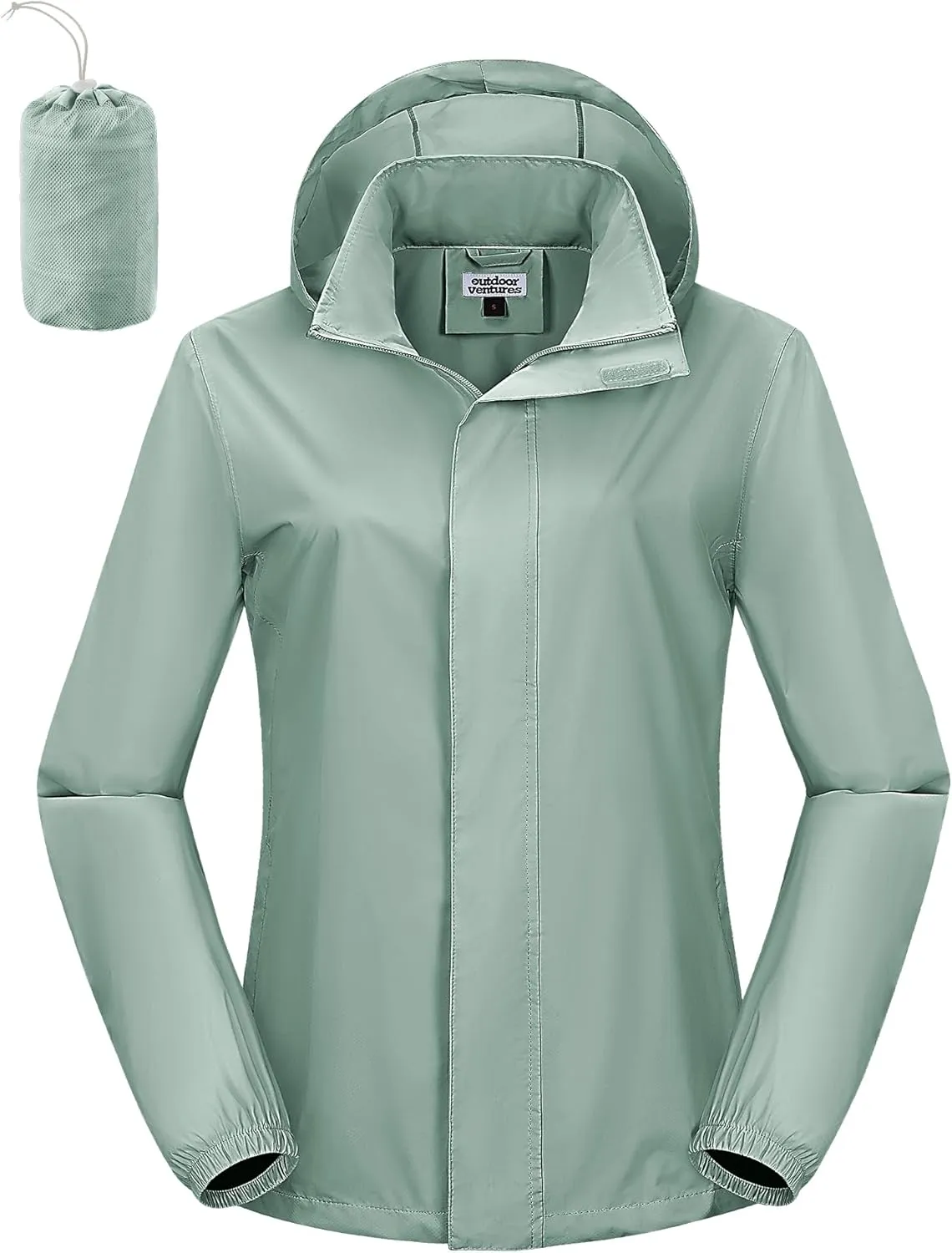 Outdoor Ventures Womens Lightweight Rain Jacket Packable Waterproof Rain Coat with Hood for Travel Windbreaker