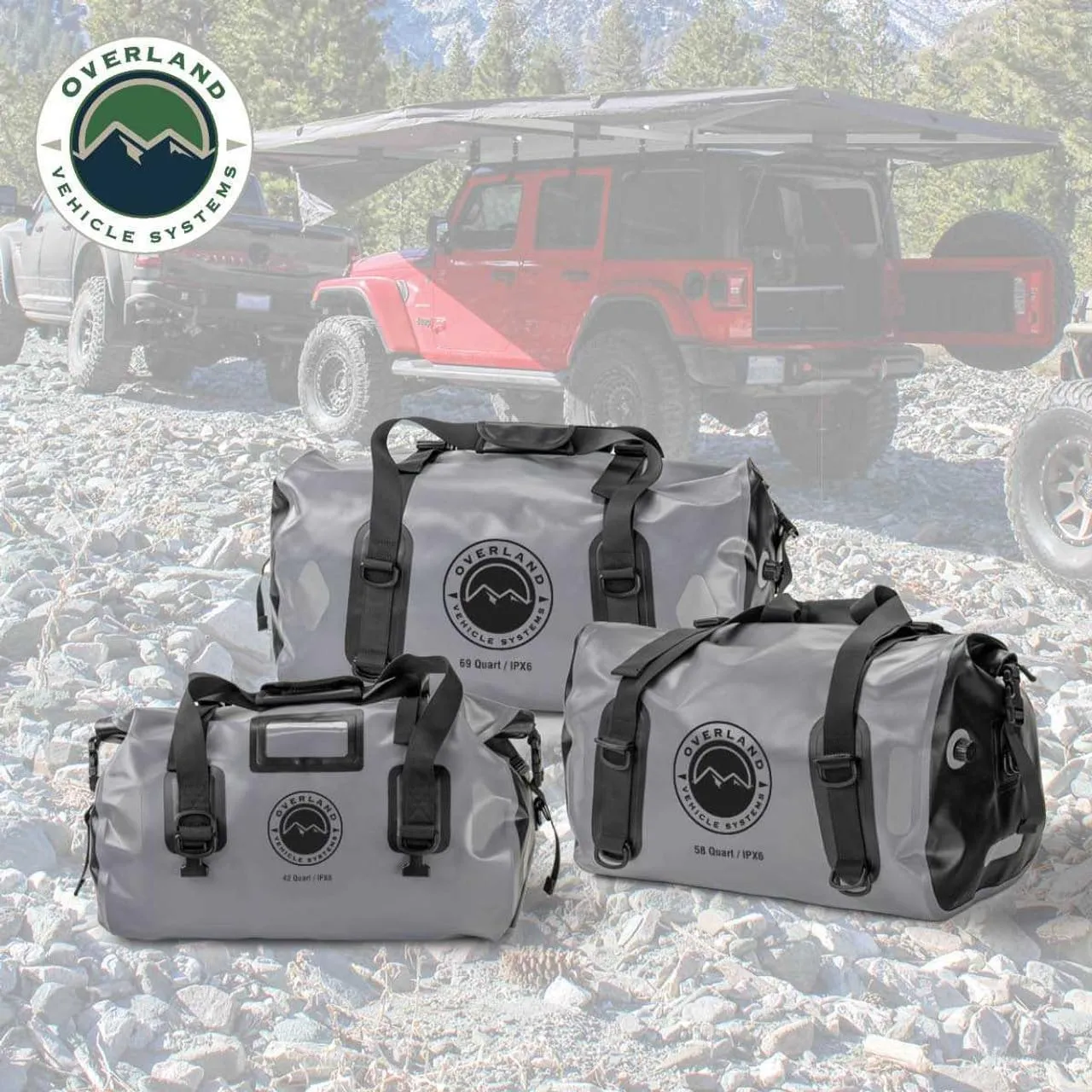 Overland Vehicle Systems Portable Dry Storage Bags (58 Quart Capacity) - Premium 1000D Construction - IPX6 Rated Waterproof Dry Bag - Heavy Duty Buckles with Robust Nylon Straps