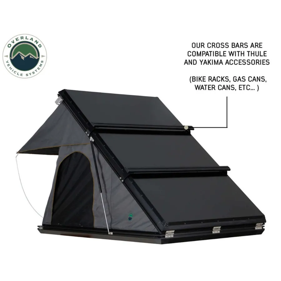 OVS HD Mamba Clam Shell Aluminum Hard Shell Roof Top Tent, Grey Body & Green Trim