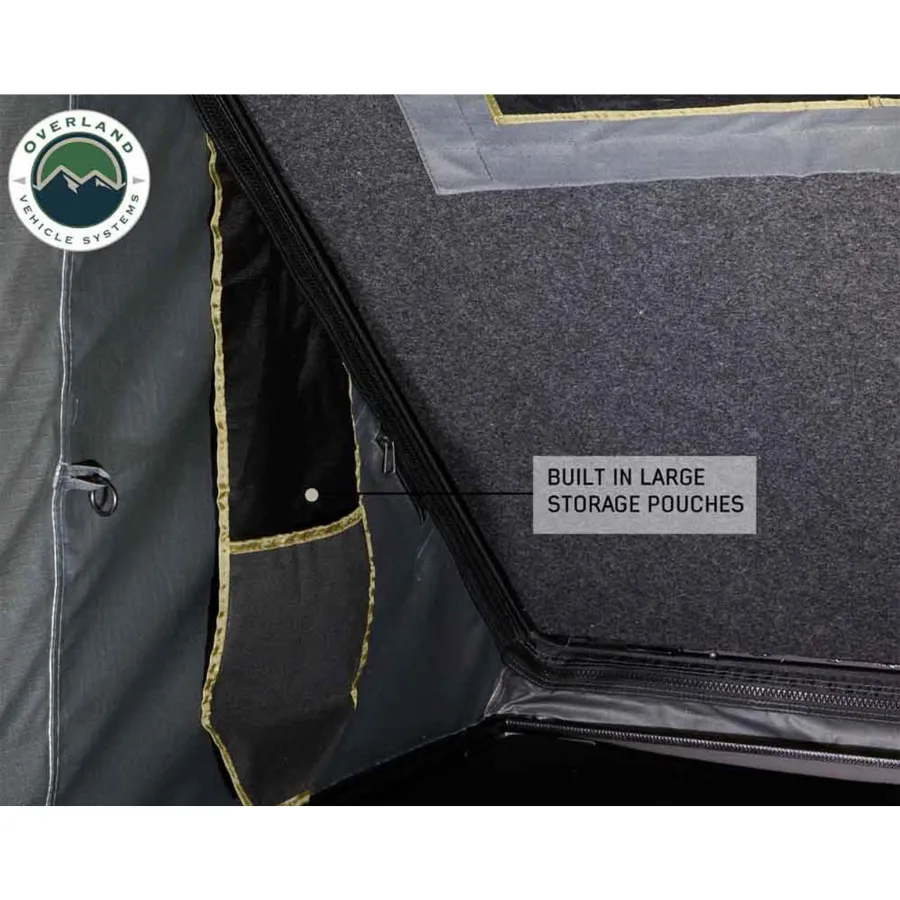 OVS HD Mamba Clam Shell Aluminum Hard Shell Roof Top Tent, Grey Body & Green Trim