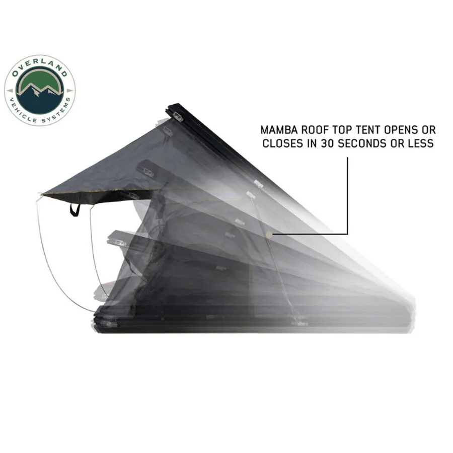 OVS HD Mamba Clam Shell Aluminum Hard Shell Roof Top Tent, Grey Body & Green Trim