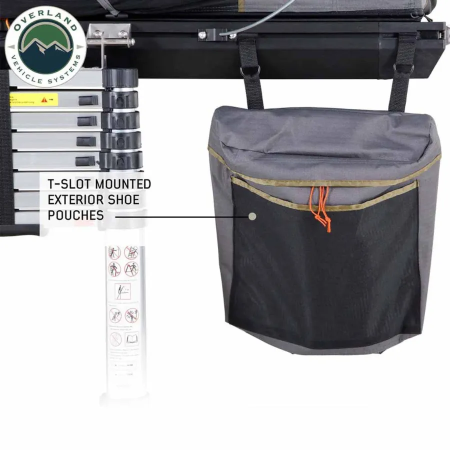 OVS HD Mamba Clam Shell Aluminum Hard Shell Roof Top Tent, Grey Body & Green Trim