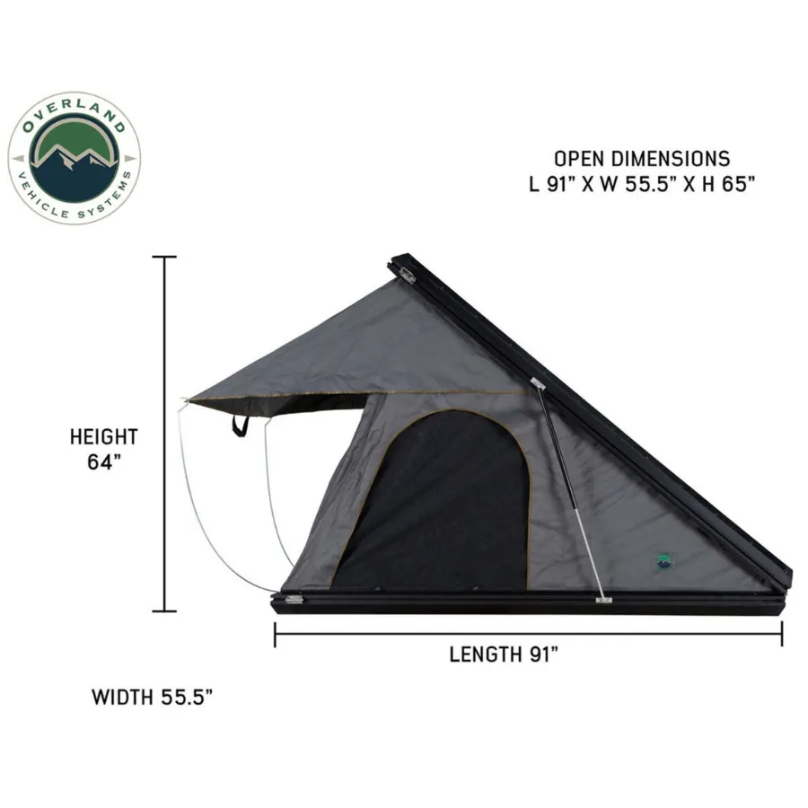 OVS HD Mamba Clam Shell Aluminum Hard Shell Roof Top Tent, Grey Body & Green Trim