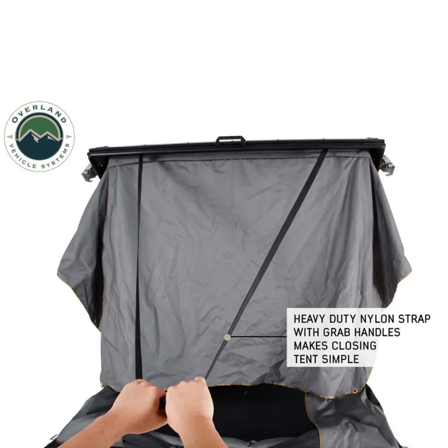 OVS HD Mamba Clam Shell Aluminum Hard Shell Roof Top Tent, Grey Body & Green Trim