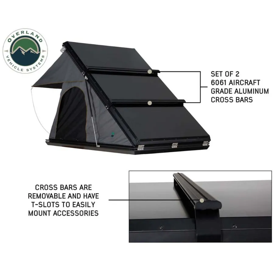 OVS HD Mamba Clam Shell Aluminum Hard Shell Roof Top Tent, Grey Body & Green Trim