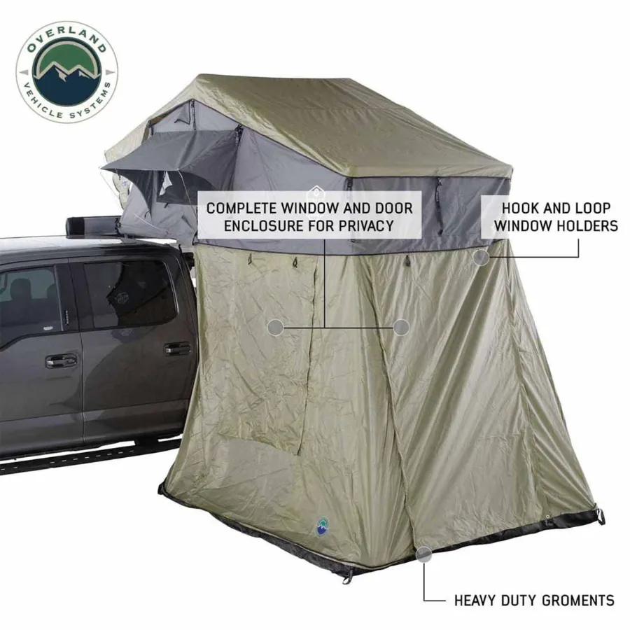 OVS HD Nomadic 3 Roof Top Tent Annex Green Base With Black Floor & Travel Cover