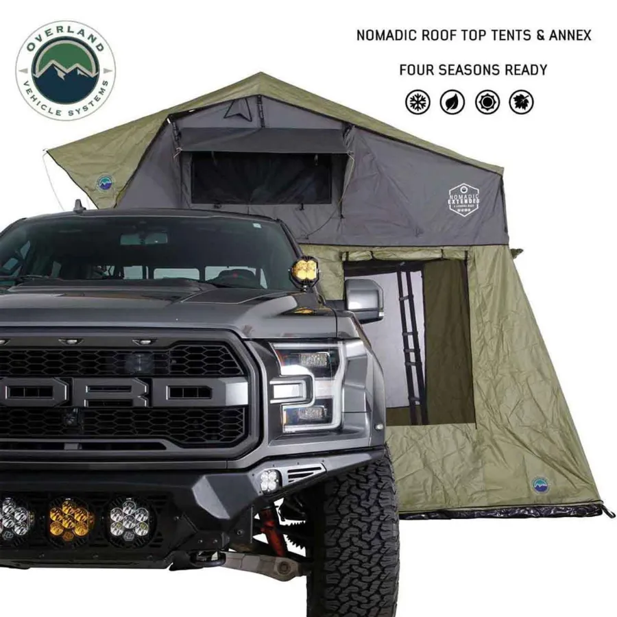 OVS HD Nomadic 3 Roof Top Tent Annex Green Base With Black Floor & Travel Cover