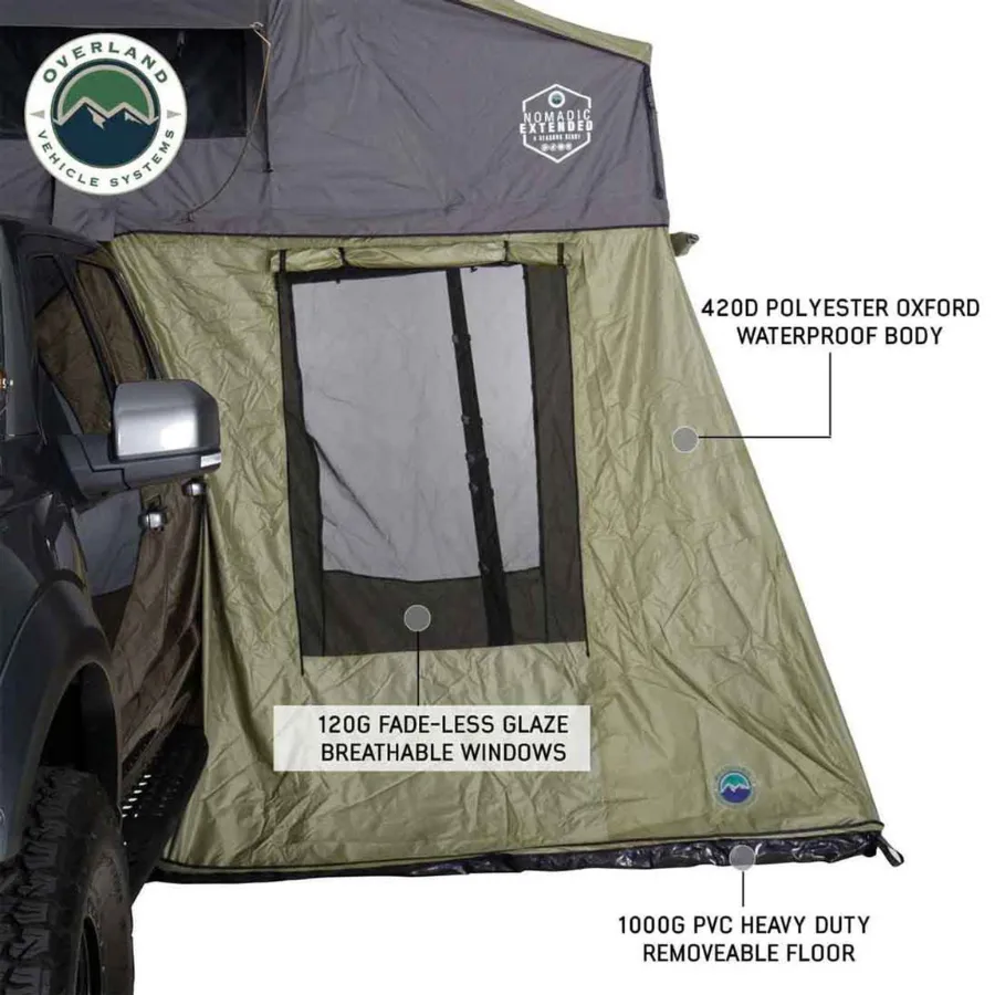 OVS HD Nomadic 3 Roof Top Tent Annex Green Base With Black Floor & Travel Cover