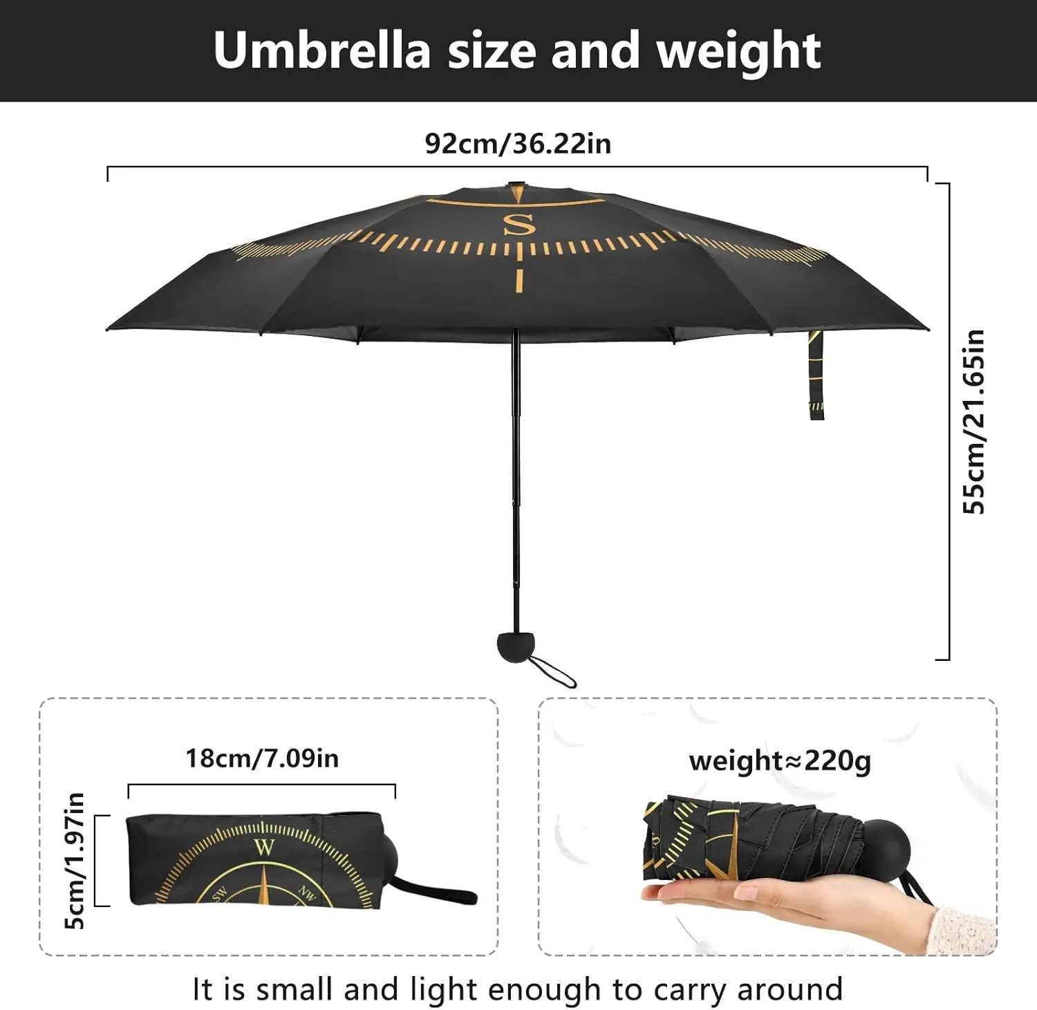 Oyihfvs Parasol Folding Umbrella, Reinforced Windproof Waterproof, Portable Compact Anti-UV Sun Rain Protection for Travel Outdoor