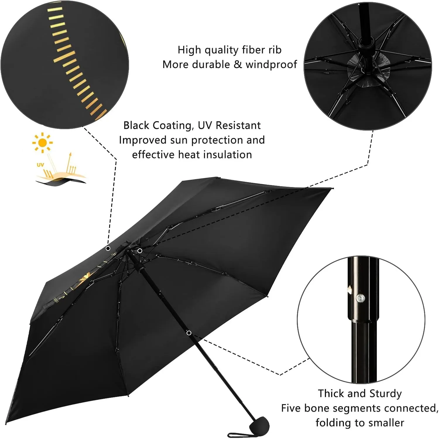 Oyihfvs Parasol Folding Umbrella, Reinforced Windproof Waterproof, Portable Compact Anti-UV Sun Rain Protection for Travel Outdoor
