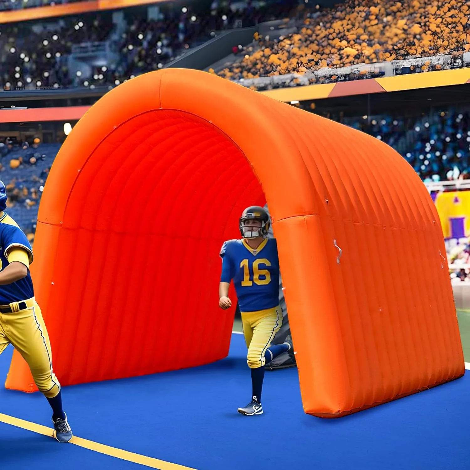 OZIS 16FT Inflatable Tunnel Sports Tunnel Entrance with Installed Blower Inflatable Tunnel Tent for Business Advertising Event Exhibition Promotion,Street,Shop,Supermarket,School(Orange, 16x10x10ft)