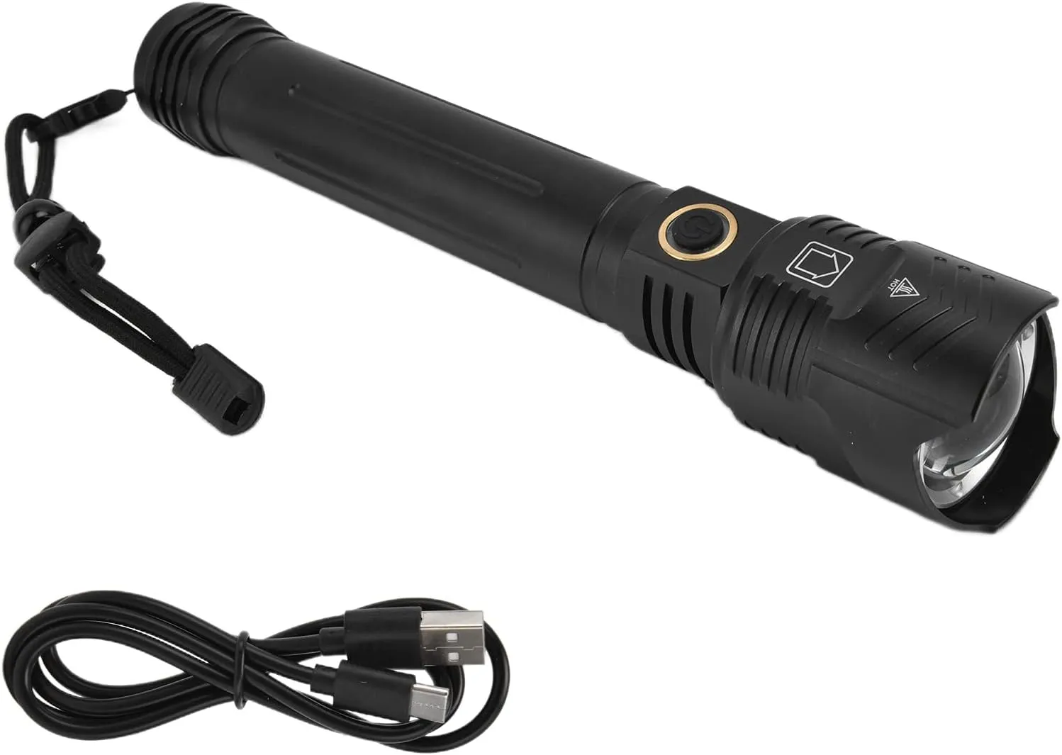 P72 LED Flashlight 5000LM Zoomable Torch for Camping Emergencies with USB Charging and Telescopic Focusing, Includes Display, 5 Working Gears, Aluminum Alloy