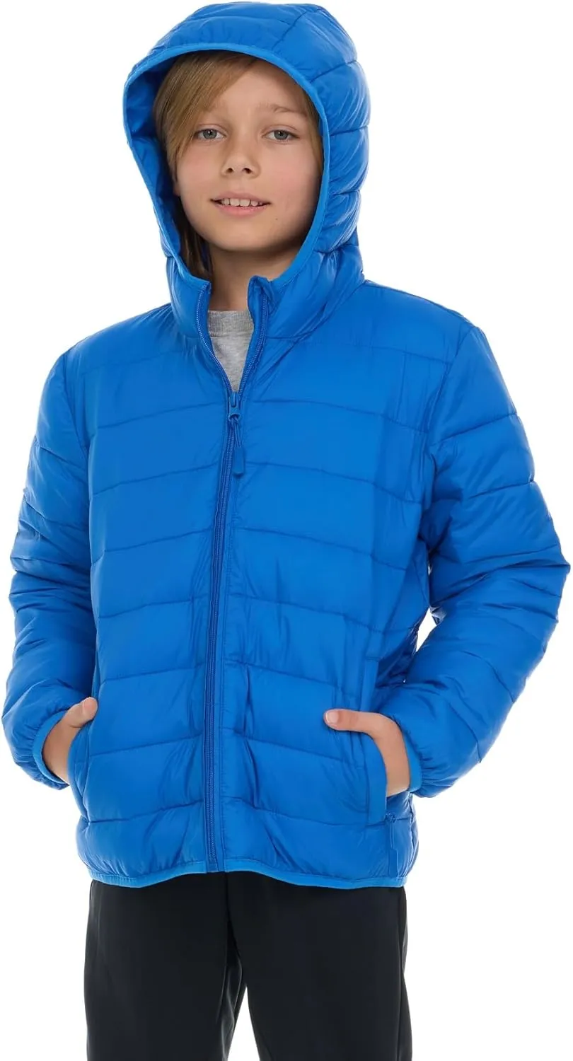 Packable Boys Puffer Jacket with Hood, Lightweight Boys Winter Jacket