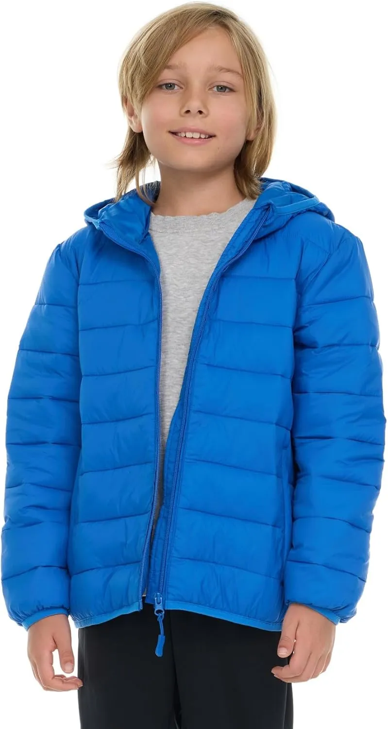 Packable Boys Puffer Jacket with Hood, Lightweight Boys Winter Jacket