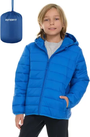 Packable Boys Puffer Jacket with Hood, Lightweight Boys Winter Jacket