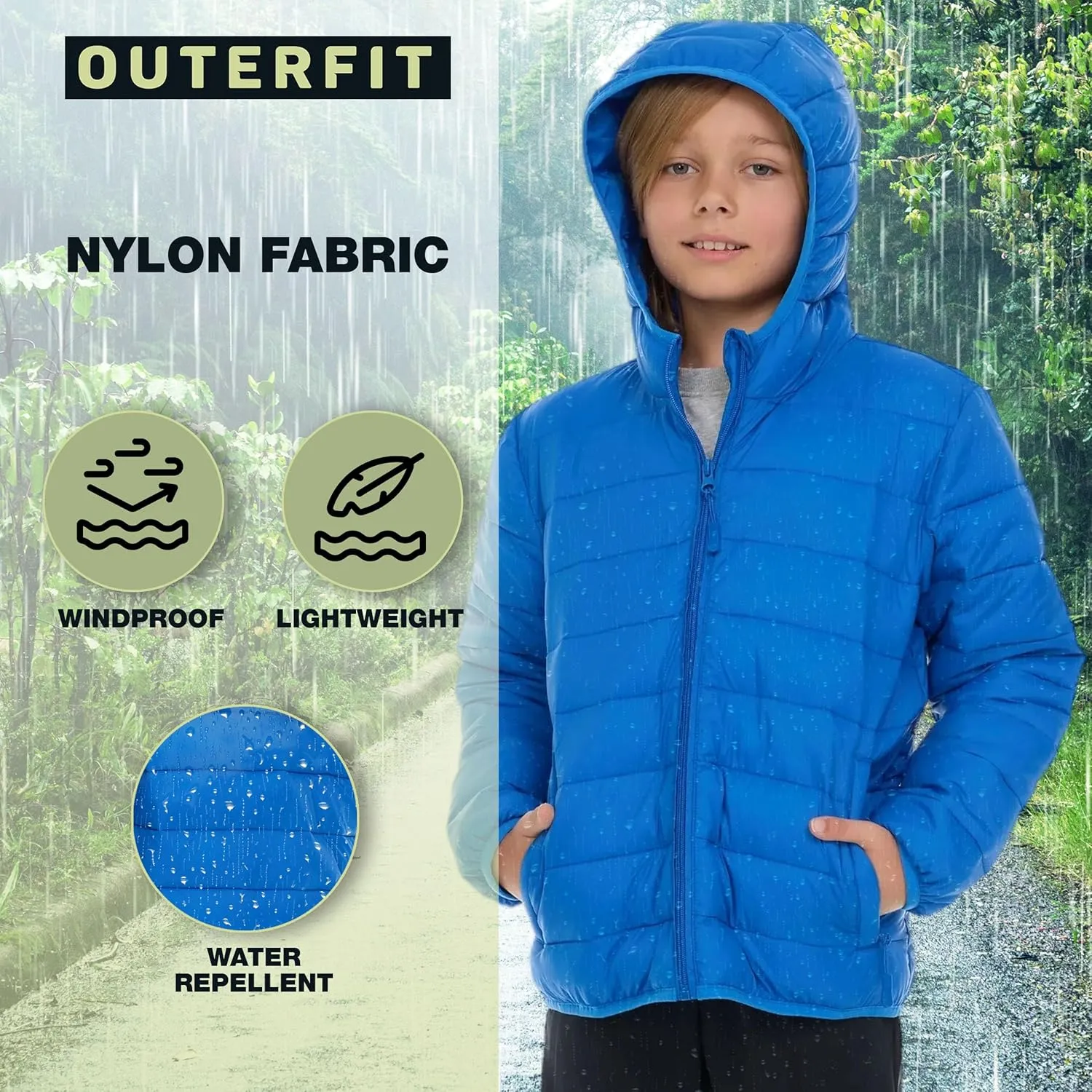 Packable Boys Puffer Jacket with Hood, Lightweight Boys Winter Jacket