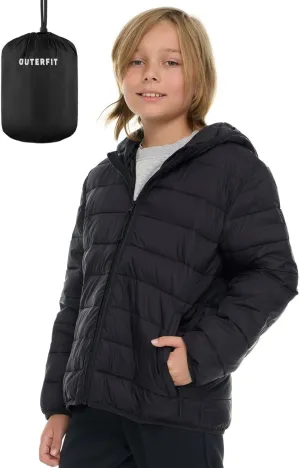 Packable Boys Puffer Jacket with Hood, Lightweight Boys Winter Jacket
