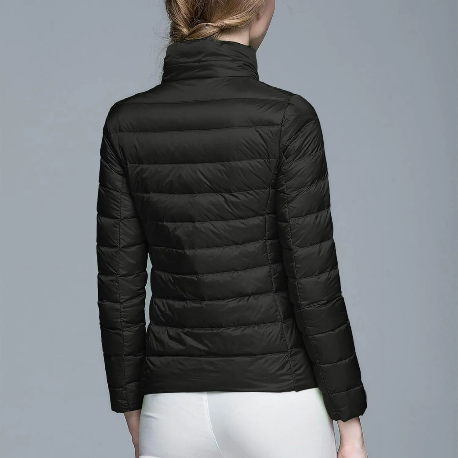 Packable Down Jacket for Women Lightweight Winter Duck Down Jackets Slim Fit Bubble Coat Zipper Warm Puffer Jacket with Hood