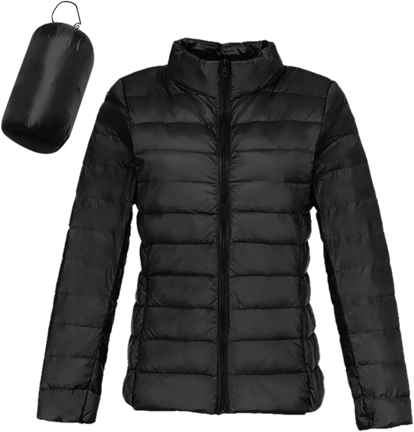 Packable Down Jacket for Women Lightweight Winter Duck Down Jackets Slim Fit Bubble Coat Zipper Warm Puffer Jacket with Hood