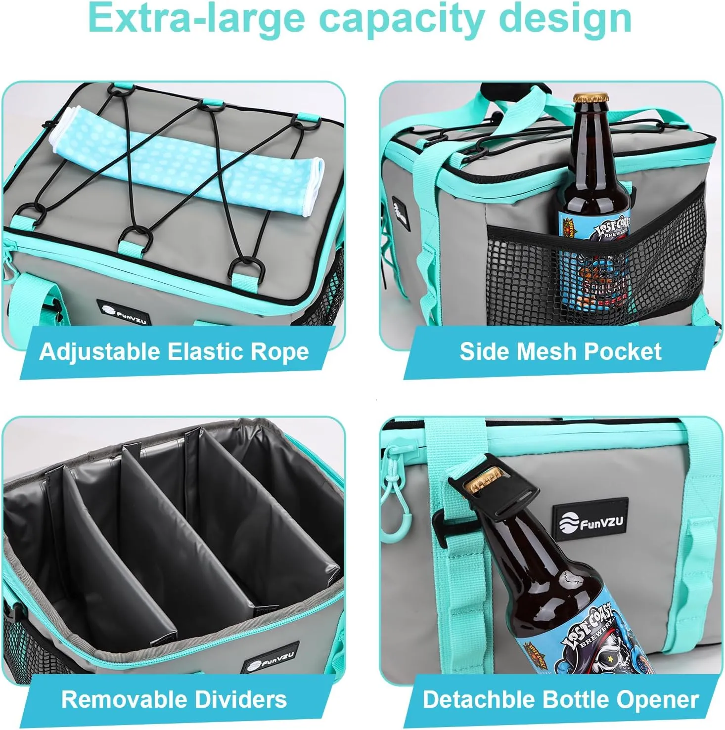 Paddle Board Cooler, Waterproof SUP Cooler Bag with TPU Zipper, Durable PVC Material, 26L Capacity Fits 42 Cans, Paddle Board Accessories for Stand-Up Paddleboard, Beach, Camping, Kayaking
