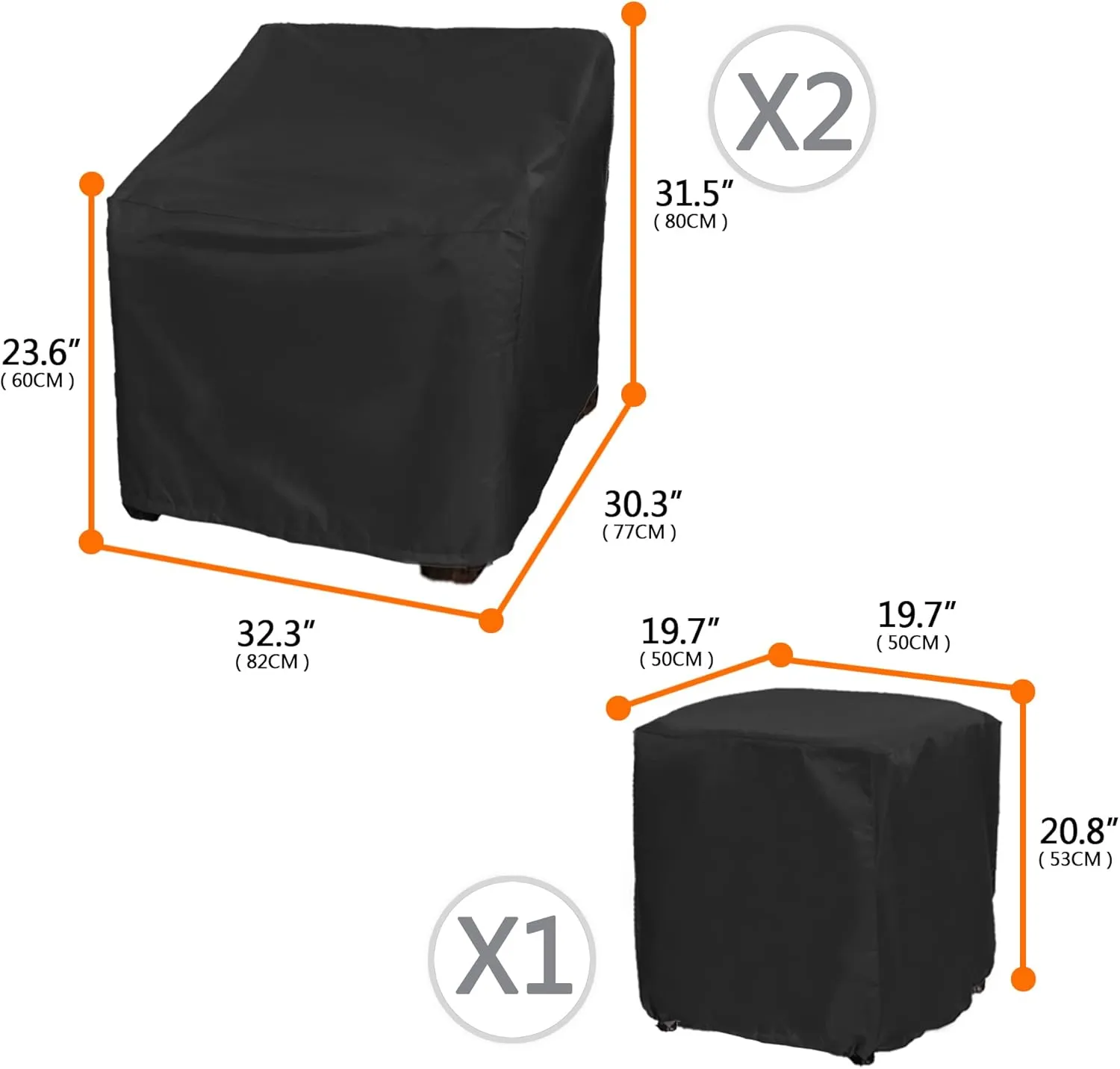 Patio Furniture Covers,Outdoor Furniture Cover Waterproof,Patio Furniture Set Covers for 3 Piece Outdoor Bistro,Patio Sofa Covers Set for 2 Chairs and Coffee Table,Black